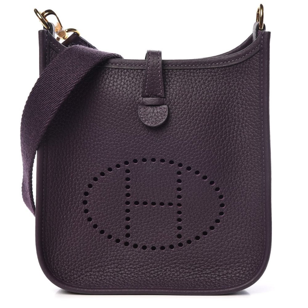 HERMES Taurillon Clemence Evelyne 16 TPM Mini Raisin